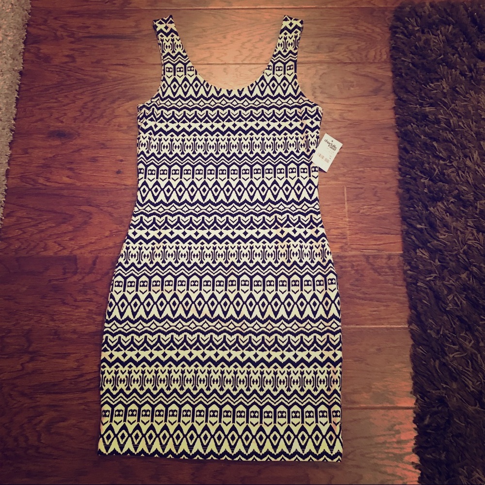 Black and white print bodycon dress
